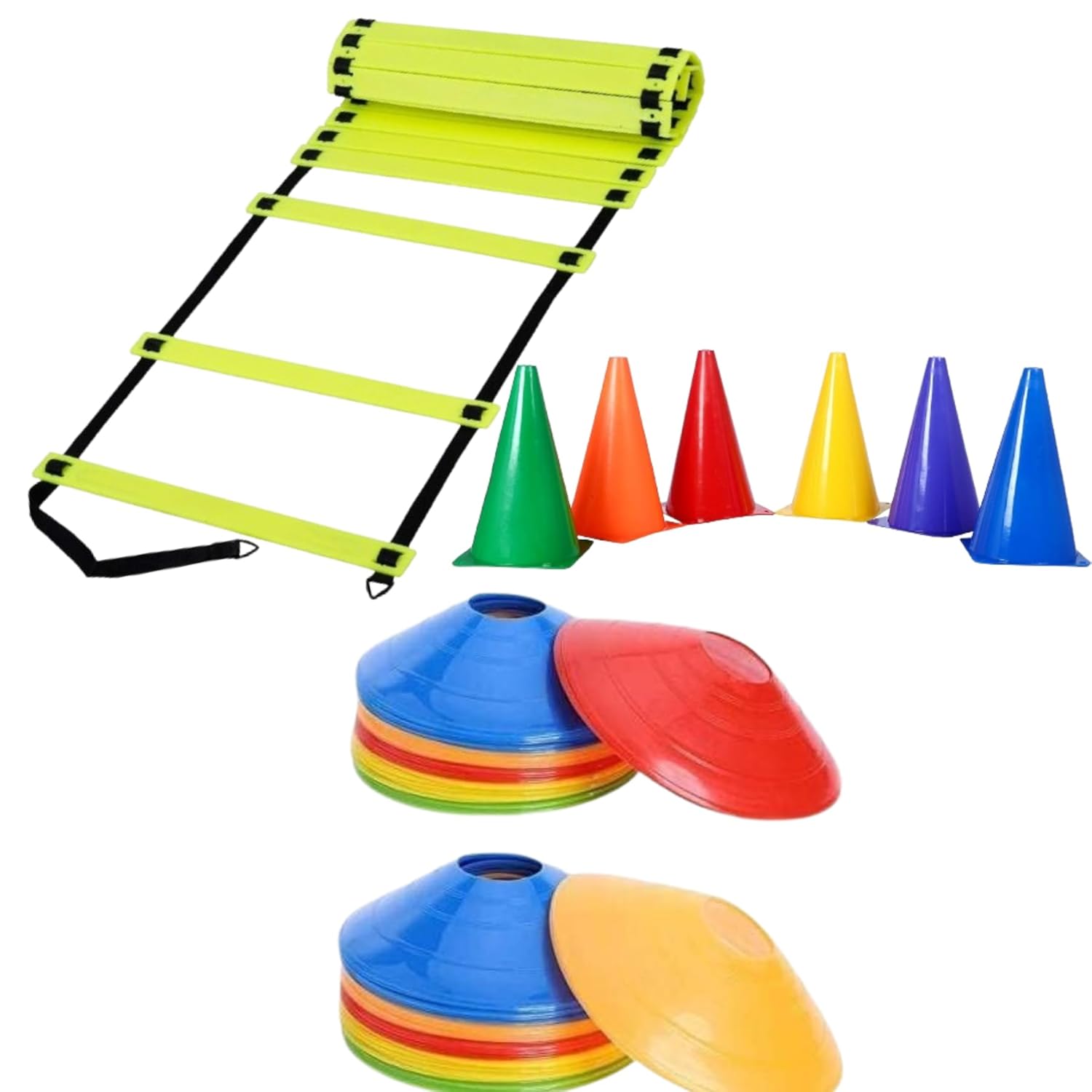 HAS Training Kit: 4m Ladder, 10 Saucer Cones, - Complete Football & Fitness Equipment Set