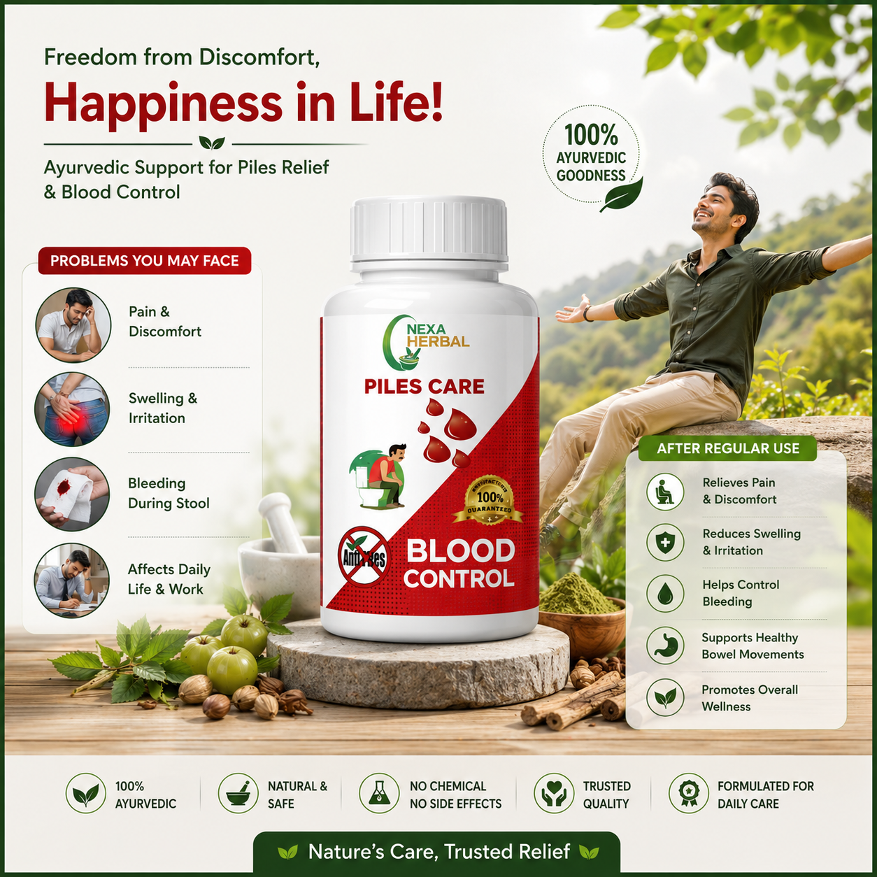 NexaHerbal Piles Care Advanced Ayurvedic Formula for Relief, Comfort & Wellness