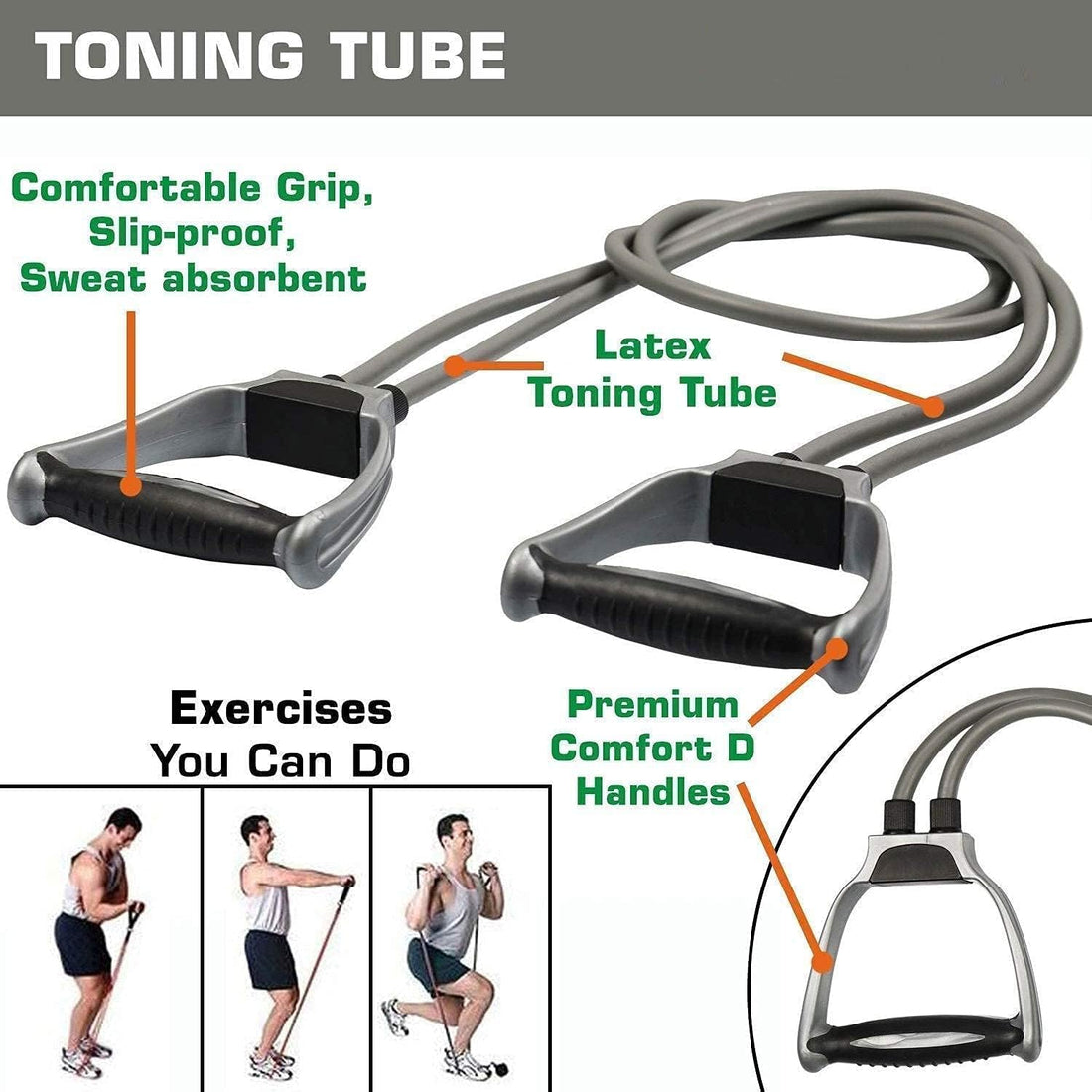 HAS Dual Wheel Abs Roller Double Toning Resistance Tube Band with Push Up Bar Stand Gym Kit Combo