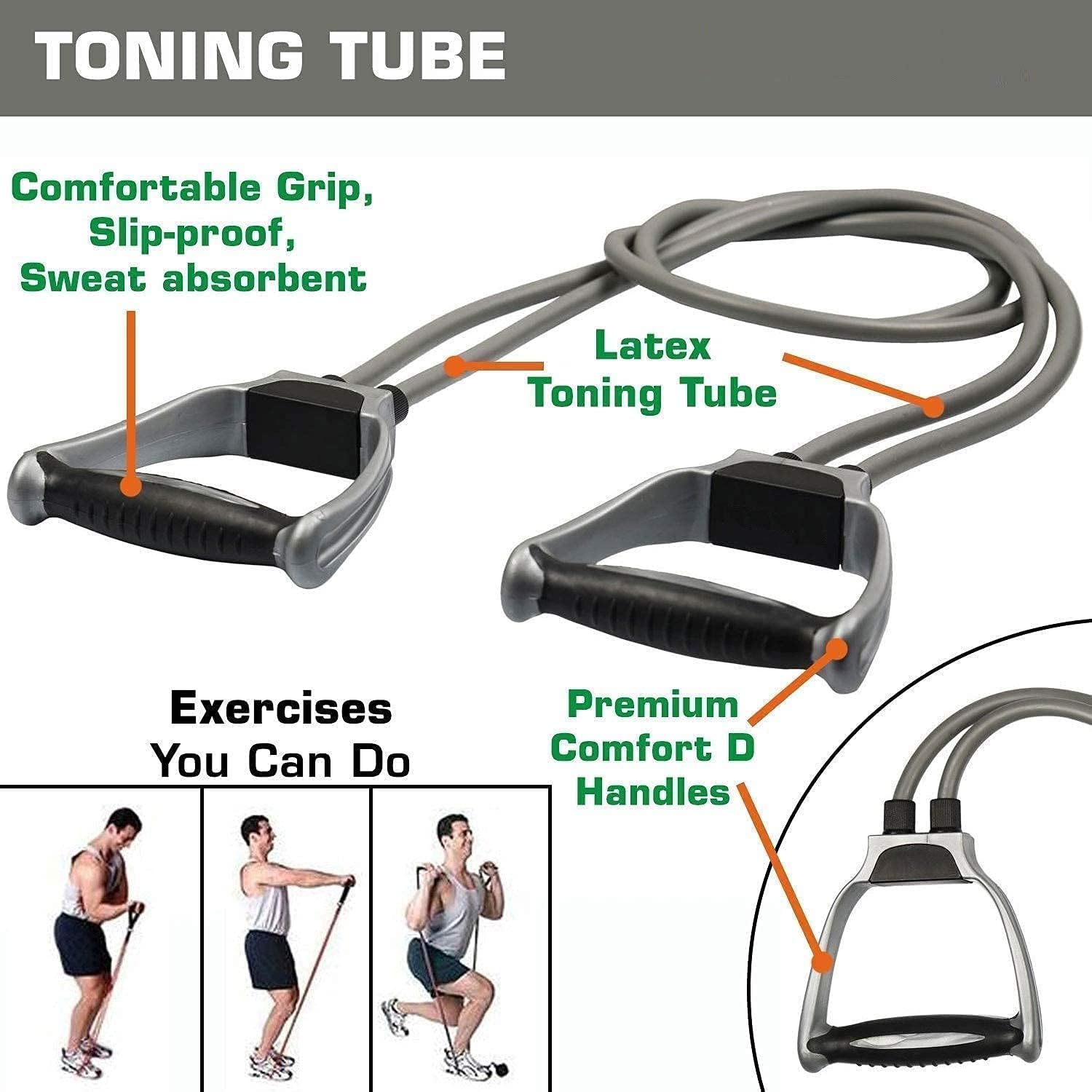HAS Dual Wheel Abs Roller Double Toning Resistance Tube Band with Push Up Bar Stand Gym Kit Combo